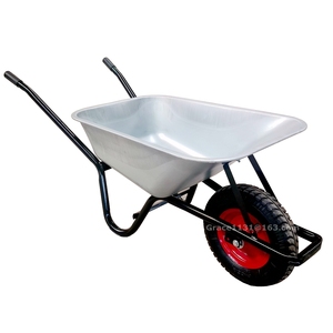 Carretilla de Jardín de Acero Resistente con Capacidad de Carga Máxima de 200 kg, Rueda Neumática de PU, Fácil Montaje, Uso en Construcción y Agricultura, Modelo WB6414T 1 - Product Image 1