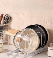 MIXWARES Verstelbare Uitzetbare Keukenorganizer - Metalen Rek voor Pannen, Pannenlieden, Borden, Snijdplanken, Keukenkast, Aanrechtblad