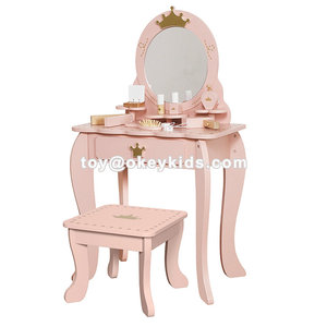 Bán buôn thắp sáng trẻ em bằng gỗ Vanity bảng & Phân với gương w08h218 - Product Image 6
