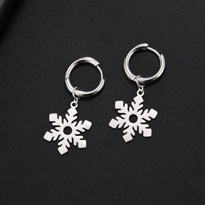 Luxury 14k 18k Gold Plated 316L Stainless Steel <b>Titanium</b> Fashion Drop Jewelry Snowflake Earrings for Women - Product Image 3