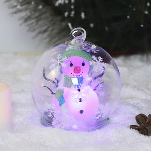 Выдувное стекло, Рождественский светящийся Снеговик в стекле, 100 мм безделушки, светодиодные украшения для рождественской елки, подвесные украшения - Product Image 1