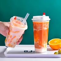 Nouvelles tasses carrées personnalisées en PP pour thé au lait avec couvercles, gobelets en plastique transparent épais jetables pour boissons froides