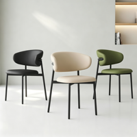 Chaise de salle à manger moderne à dossier incurvé et rembourrée avec pieds en métal noir, chaise de loisirs nordique pour la maison, restaurant, mobilier OEM ODM