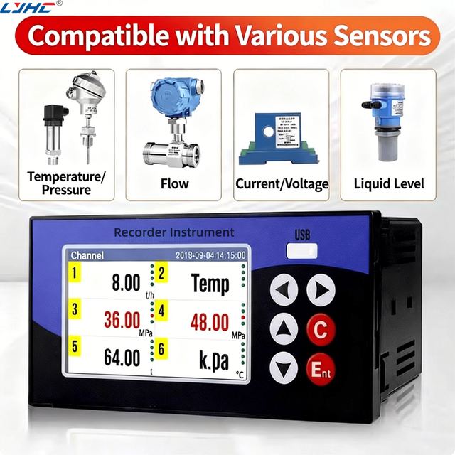 Color Screen Curve Columnar Paperless Real-time Recorder, 4-20mA Data Process Multi-channel Trend Intelligent Data Recorder