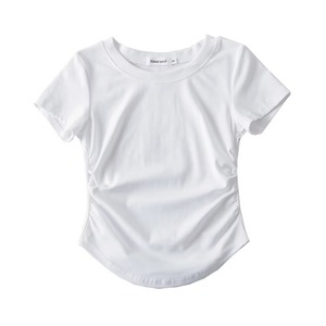 2023 Mùa Hè 85% Cotton Vòng Cổ Phụ Nữ T Áo Sơ Mi Đồng Bằng Cơ Bản Cô Gái Ngắn Crop <span class=keywords><strong>Top</strong></span> - Product Image 5