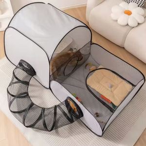Wholesale Portable Outdoor Breathable Soft Sides Foldable Oxford <b>Fabric</b> Small Animals <b>Cat</b> Playpen with Surround Tunnel - Product Image 3