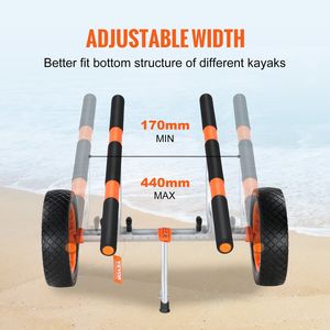DB Wholesale 12 ''Neumáticos Heavy Duty Kayak Cart Carrito plegable para canoa con ajustable 6,69"-17,32 ''Ancho 350 Lb Capacidad de peso - Product Image 5