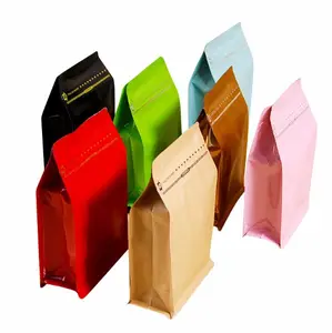 Coffee Bags With Zipper Wholesale Price Coffee Aluminum Foil Flat Bottom Standing Pouch Bags With Zipper