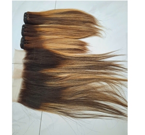 100% ผมตรงสีออมเบรแบบสองชั้นสำหรับต่อผม4/27ผมแท้เวียดนาม - Product Image 1