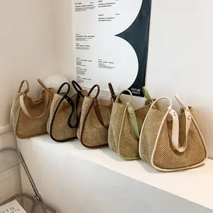 ODM OEM Large Capacity Women's Shoulder Bags Fashion Element Straw Beach Shoulder Bag Summer Straw Breach Bag For Vacation