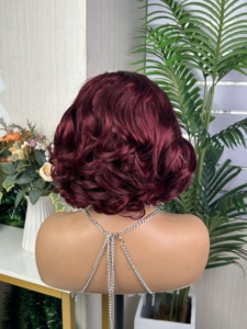 Peluca de Cabello Humano 100%, Peluca Frontal con Ondas, Peluca Bob con Encaje Suizo, Material Crudo - Product Image 5