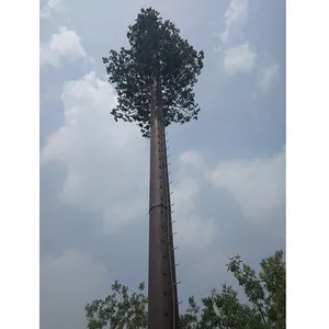 Antena batang pohon buatan 30 meter monopod kamuflase menara baja telekomunikasi pohon pinus galvanis tiang 40m