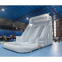 Toboggan aquatique gonflable commercial en PVC pour parc aquatique, jeu de divertissement, château gonflable, toboggan aquatique sec, pour enfants et adultes, fête en plein air, toboggan aquatique blanc