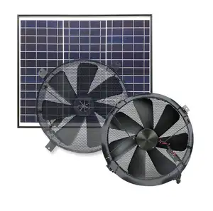 ソーラー屋根裏ベント30W太陽熱抽出器IP68金属ファンブロワー14インチDC電源軸方向チキンハウスウォールファン空気抽出ファン
