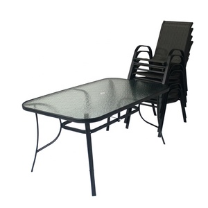 7 pezzi moderno <span class=keywords><strong>esterno</strong></span> <span class=keywords><strong>con</strong></span> struttura in alluminio Patio <span class=keywords><strong>ombrellone</strong></span> Set di sedie <span class=keywords><strong>da</strong></span> giardino in ferro pieghevole <span class=keywords><strong>tavolo</strong></span> <span class=keywords><strong>da</strong></span> pranzo