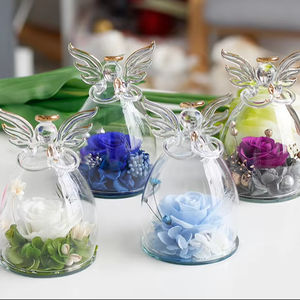Roses Préservées en gros Cadeau Design Unique Petit Ange Dôme en Verre Préservé Rosas Éternelles Naturelles Véritables Fleurs Préservées - Product Image 1