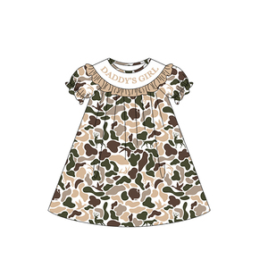 Robe d'été personnalisée GSD3546 pour bébé fille, motif camouflage, manches à volants, style « Daddy's Girl », vente en gros - Product Image 5
