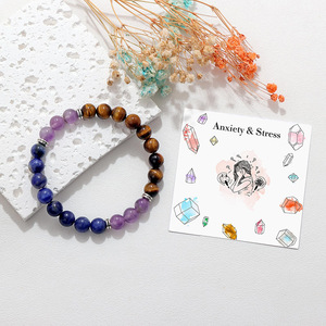 สร้อยข้อมือตาเสืออเมทิสต์บลูสโตน8มม. สร้อยข้อมือโยคะเพื่อความเครียด - Product Image 4