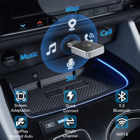 Adaptador Inalámbrico Inteligente 2 en 1 para Auto, Diseño Mini Portátil, USB-A, Plug-and-Play, Adaptador Inalámbrico Carplay para Conversiones Android Auto