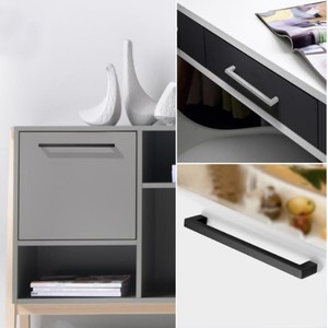 Modern <strong>Black</strong> Stainless Steel Durable Square Cabinet <strong>Door</strong> <strong>Knob</strong> Handle U-Shaped Extension Kitchen Hotel Living Room - Product Image 6