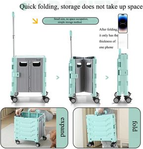 <span class=keywords><strong>Chariot</strong></span> de courses pliable télescopique portable avec panier en plastique à couvercle et roues silencieuses pour les courses en extérieur - Product Image 4