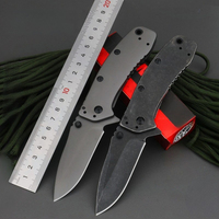 Couteau pliant de camping Meiji, petit modèle, entièrement noir, ultra-affûté, lame en acier haute teneur en carbone plaqué titane, manche en acier inoxydable