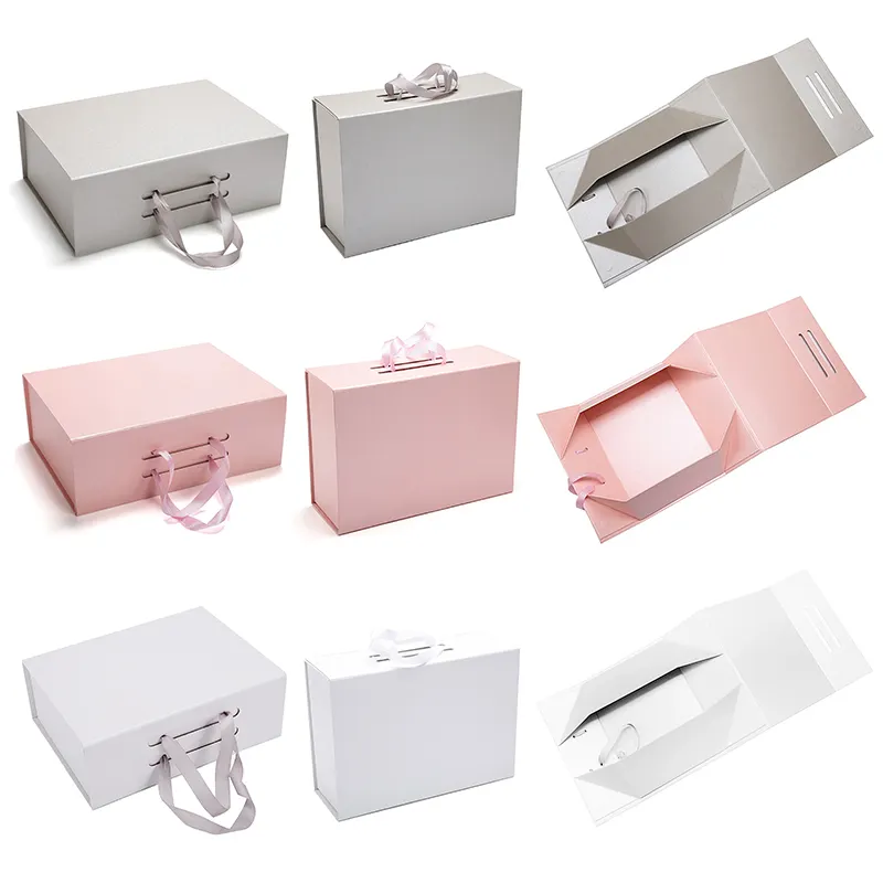 Розовая бумажная подарочная упаковочная коробка с магнитной крышкой на заказ