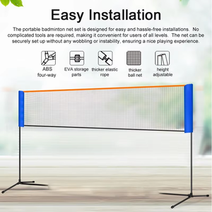 Filet de <span class=keywords><strong>badminton</strong></span> portable de haute qualité, montage rapide, hauteur réglable, matériau ABS, respectueux de l'environnement, pour le <span class=keywords><strong>badminton</strong></span> - Product Image 6