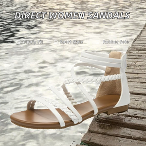 Sandales plates d'été et de printemps pour femmes, à bout ouvert, semelle en caoutchouc, style sportif, vente en gros directe d'usine - Product Image 2