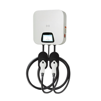 EONDRIVE Chargeur rapide AC mural OCPP1.6 pour véhicules électriques 2*7KW 14KW 2*22KW 44KW Type1 Type2 NACS Station de charge double pistolet IP54