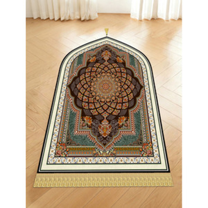 Velvet <b>Thick</b> Embossed Muslim Pattern <b>Prayer</b> <b>Mat</b> with Rubber Backing Customizable Sizes Design - Product Image 3