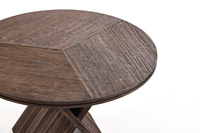 Table de bistrot scandinave en pin neuf, plateau rond peu encombrant, pieds en bois en forme de X
