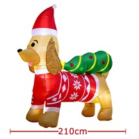 Décoration de Noël gonflable de 2,1 m pour extérieur, chien saucisse portant un sapin de Noël, avec lumières LED pour affichage en jardin