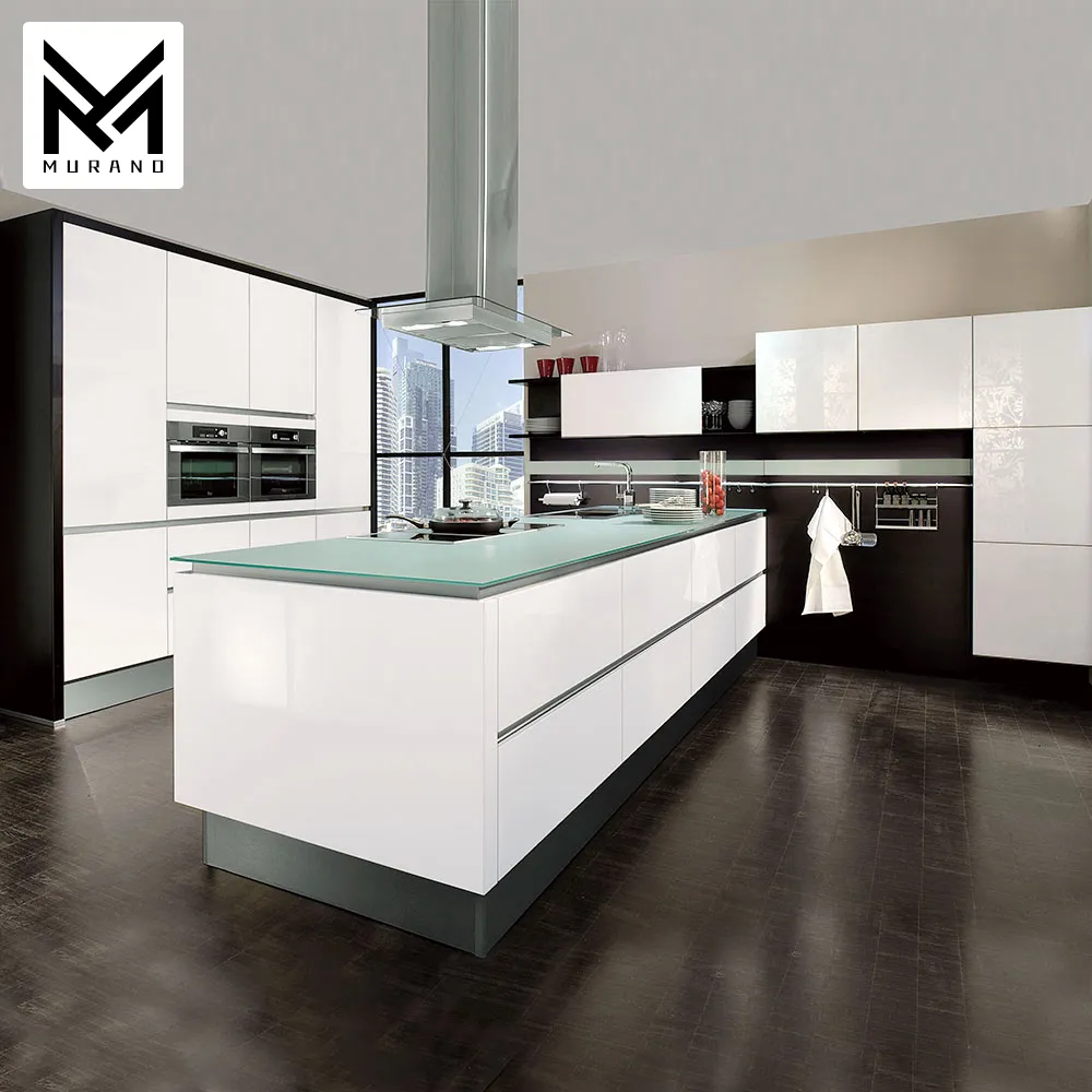Modern Luxury High Gloss Kitchen Cabinet Design Colour Foshan American Acrylic Kitchen Cabinet With Sink America Style
