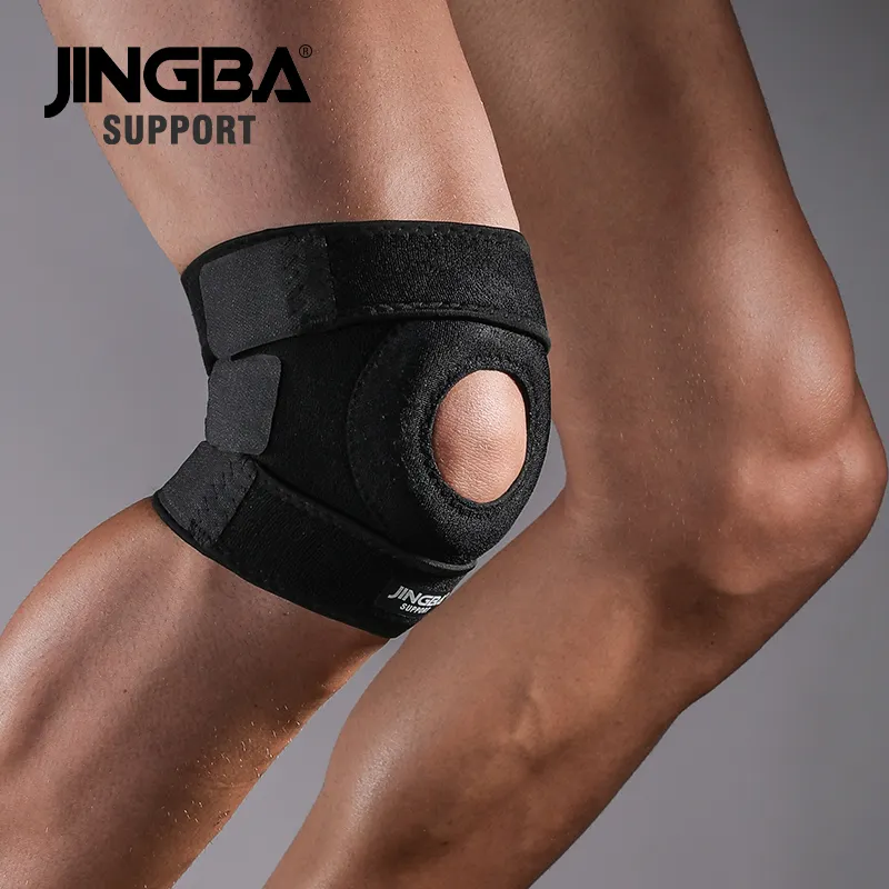 JINGBA Best-sell Factory Price OEM/ODM Adjustable Neoprene Knee Support Brace for Sports Basketball Running Leg Knee Pad