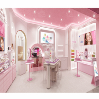 Étalage de beauté de luxe personnalisé, présentoir de cosmétiques éclairé par LED et étagère pour le commerce