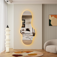 Miroir intelligent à LED de forme personnalisée, étanche, à intensité variable, miroir de salle de bain pleine longueur, miroir de salon avec interrupteur tactile