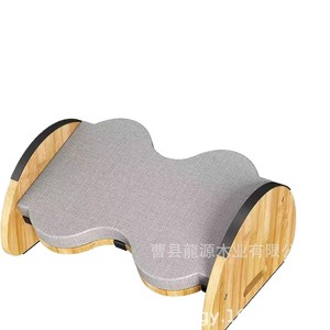 Wooden Footrest Bamboo Material Grey Cushion Office Use Freestanding Design Minimalist Style Ly 513 - Product Image 2