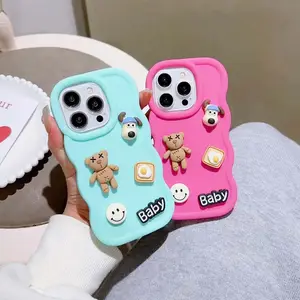 Selling Cartoon Coffee Bear Dog Baby Smile Eggs Doll TPU Wave Edge Mobile Phone Case For Realme C21Y C25Y C30 C30S C51 C53 C55