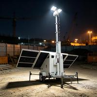 Nouvelle Tour d'éclairage solaire LED 2026 avec 4 panneaux solaires, remorques d'éclairage LED pour chantier de construction, télécommande