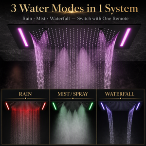 Lussuosa Soffione <span class=keywords><strong>Doccia</strong></span> LED Grande Nero Opaco in Ottone con Display Digitale per Acqua Calda e Fredda per Bagno - Product Image 4