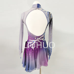 LIUHUO Abito da Pattinaggio Artistico Personalizzato per Ragazze e Adolescenti Viola Vestiti da Pattinaggio su Ghiaccio da Competizione Costumi da Ballo Palestra e Fitness Donna - Product Image 2