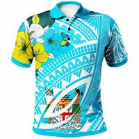 Vente en gros à bas prix haut d'été Fidji jour Polo Polynésien Hibiscus fleur marque Design mode polyvalent hommes revers T-Shirt