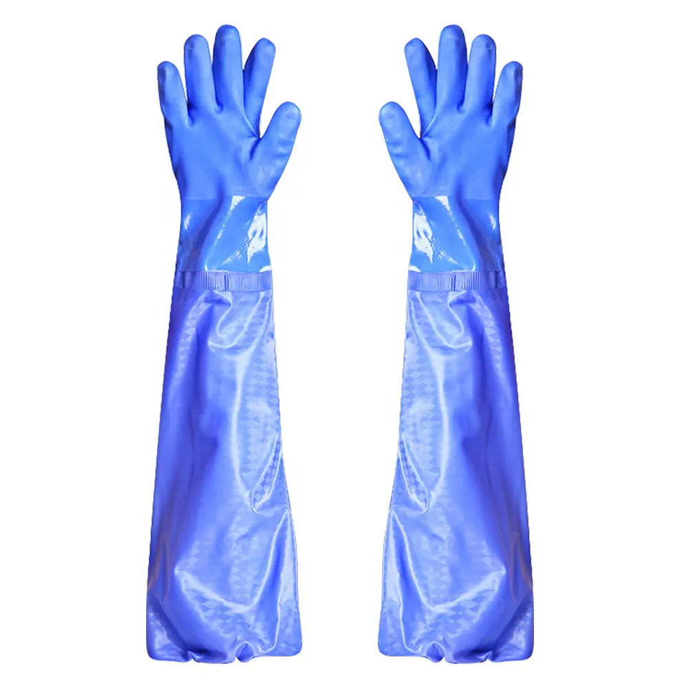 Лидер продаж, флисовые перчатки из ПВХ, водонепроницаемые защитные длинные рабочие перчатки