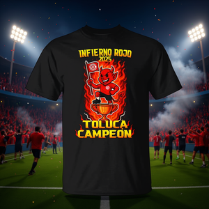T-shirt Toluca Campeon Infierno Rojo 2025 Design Feu - Product Image 3
