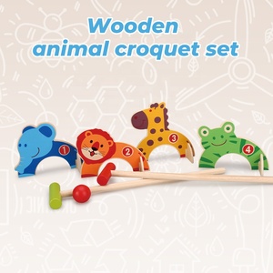 Ensemble de <span class=keywords><strong>croquet</strong></span> en bois dessin animé pour les tout-petits jeu de <span class=keywords><strong>croquet</strong></span> amusant pour l'extérieur famille structure de jouet de pelouse interactive - Product Image 2