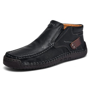 Botas clásicas de cuero PU para hombre, zapatillas de deporte con diseño de cremallera para exteriores, zapatos informales transpirables sin cordones para hombre, botines de cuero para hombre - Product Image 6