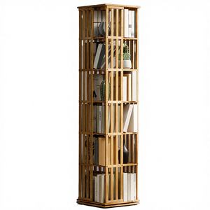 Étagère à livres moderne rotative à 360 degrés en bambou à 6 niveaux, bibliothèque pour enfants, rangement <span class=keywords><strong>invisible</strong></span> pour étudiants, salon - Product Image 3