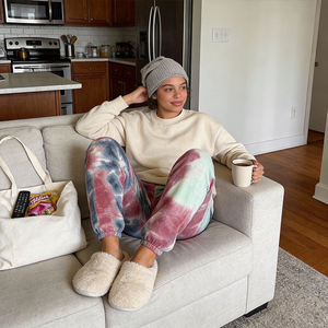 กางเกงจ็อกเกอร์ลายมัดย้อม |   กางเกงนอนผ้าฟลีซโพลีเอสเตอร์/คอตตอนเนื้อนุ่ม สำหรับฤดูหนาว/ฤดูใบไม้ร่วง/ฤดูใบไม้ผลิ เหมาะสำหรับชุดนอน ชุดลำลอง และชุดสตรีทแวร์ - Product Image 1