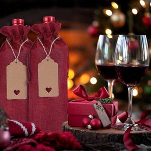 Lot de 12 sacs cadeaux pour bouteilles de vin en tissu de jute durable personnalisés pour les décorations de Noël et de mariage pour la maison - Product Image 4